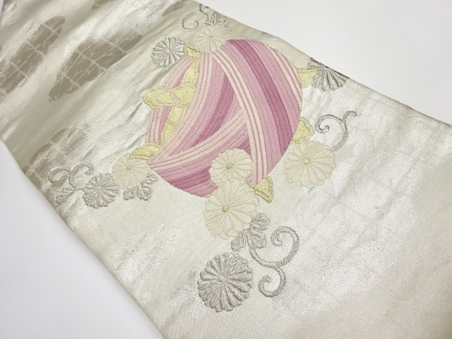 リサイクル　糸巻き模様織り出し名古屋帯